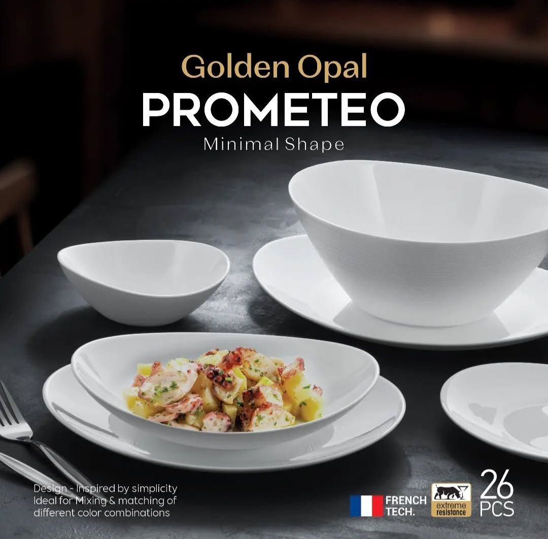 سرویس 26 پارچه آرکوپال سفید ساده قالب بیضی