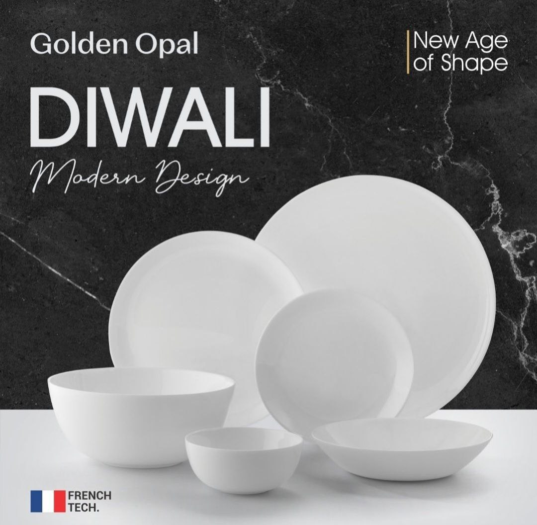 سرویس 26 پارچه آرکوپال سفید ساده قالب دیوالی